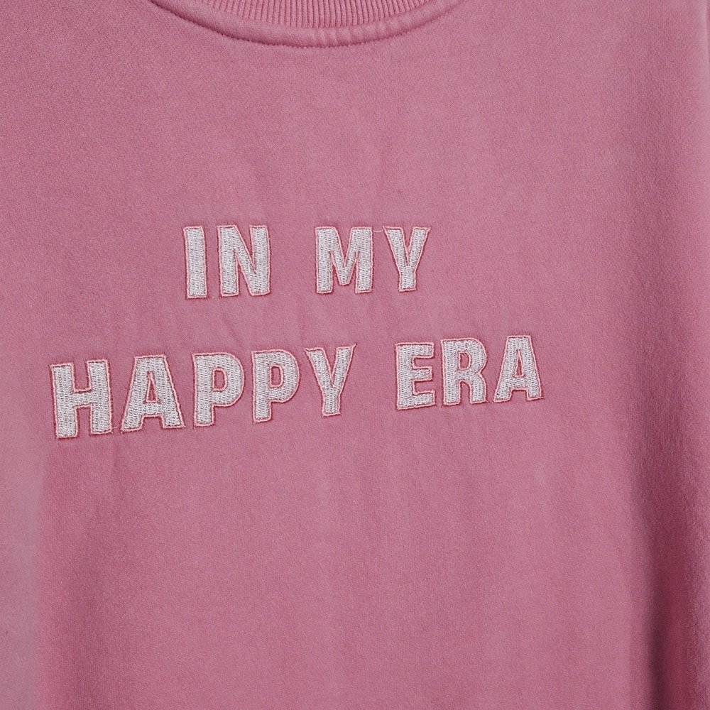 Sun Kissed Coconut Womens Sweatshirt Sz M Pink Crewneck Embroidered Happy Era - Picture 9 of 9